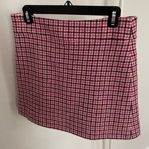 JCrew pink houndstooth mini skirt